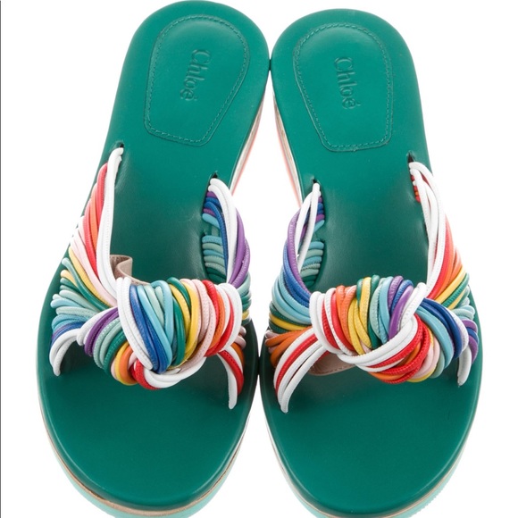 ❌SOLD❌Chloe Dante Sandals rainbow leather 7.5/8 - Picture 3 of 6
